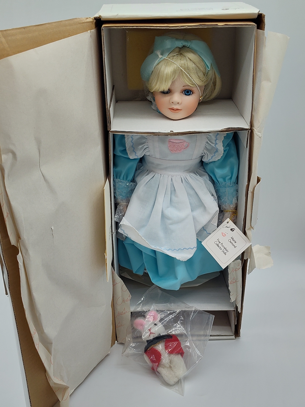Marie Osmond Alice in Wonderland Porcelain Doll 1179/5000 COA Box Rabbit Vintage - Picture 2 of 16